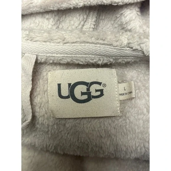 UGG Hooded Miranda Robe Plush Cardigan‎ Cozy Loungewear Spa Moonbeam Taupe LG - Picture 6 of 10